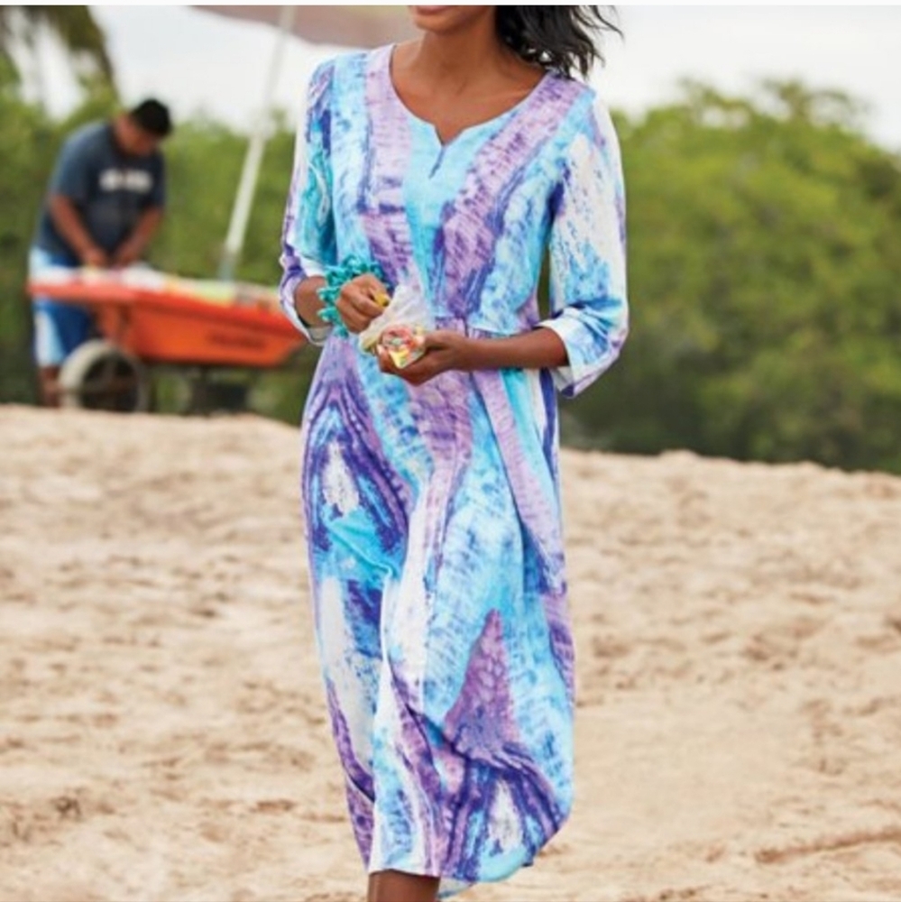 Soft Surroundings Painter's Palet Dress In violet wash
